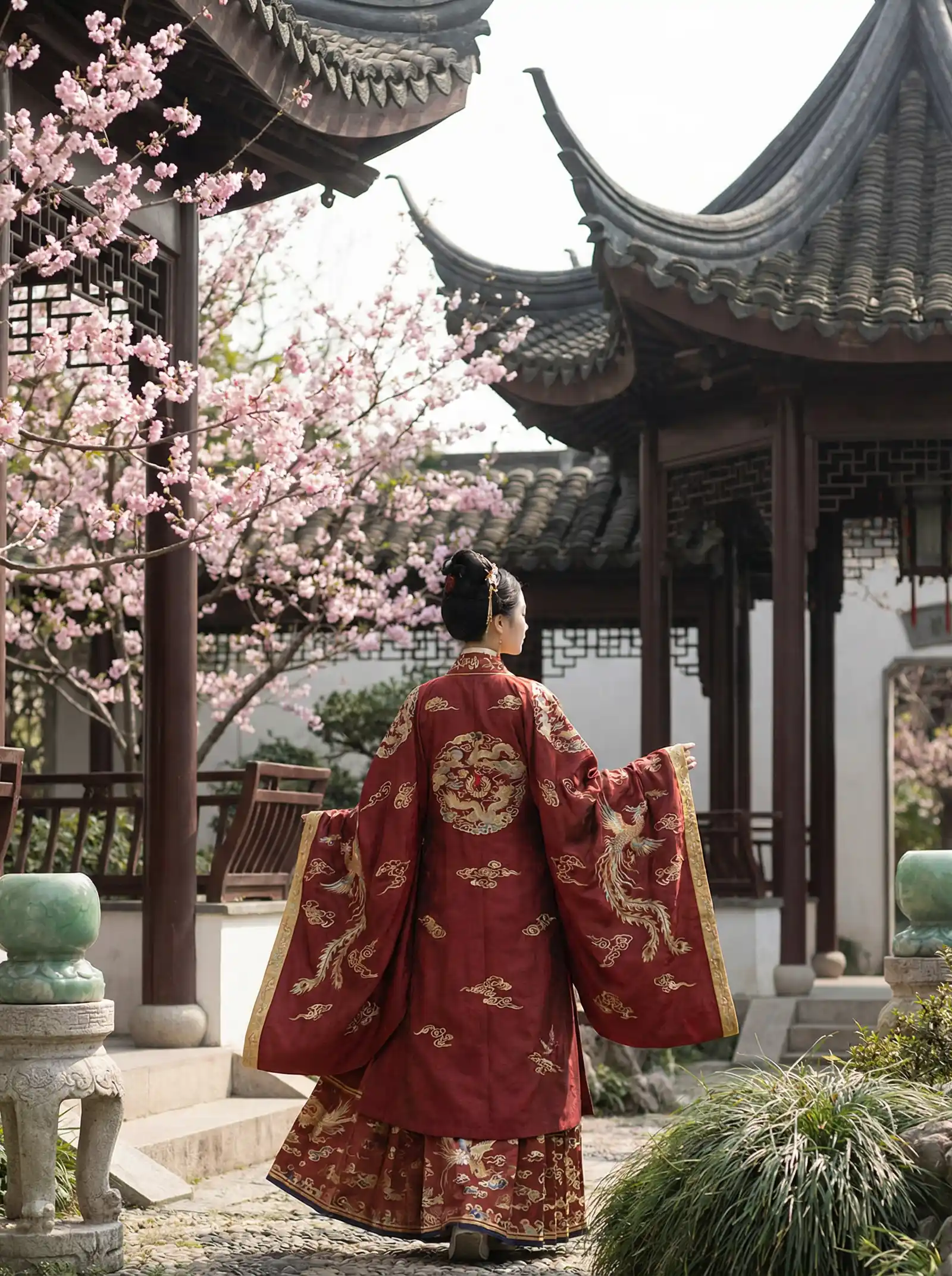 网站正能量www正能量不用下载免费 明制汉服红色凤凰刺绣